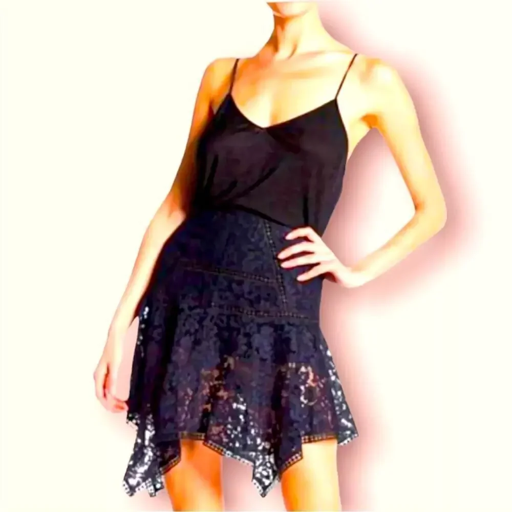 NWT Veronica Beard Aura Asymmetrical skirt in black/blue 10